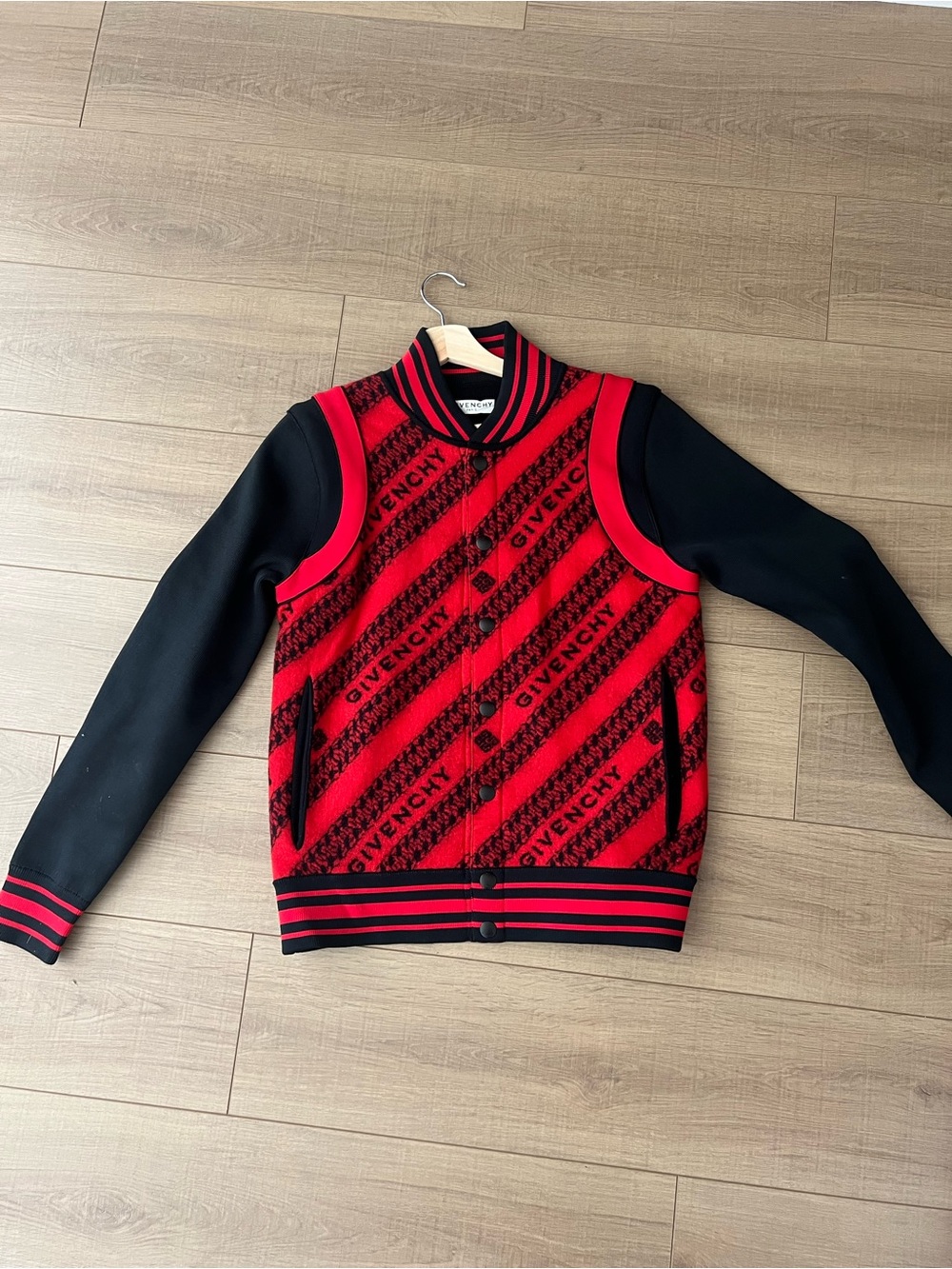 Givenchy Red & Black Logo Varsity Jacket